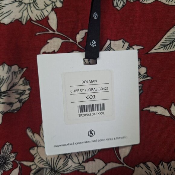 Agnes & Dora Dolman Sleeve Top Cherry Blossom Floral Womens Plus XXXL Red - Picture 5 of 7